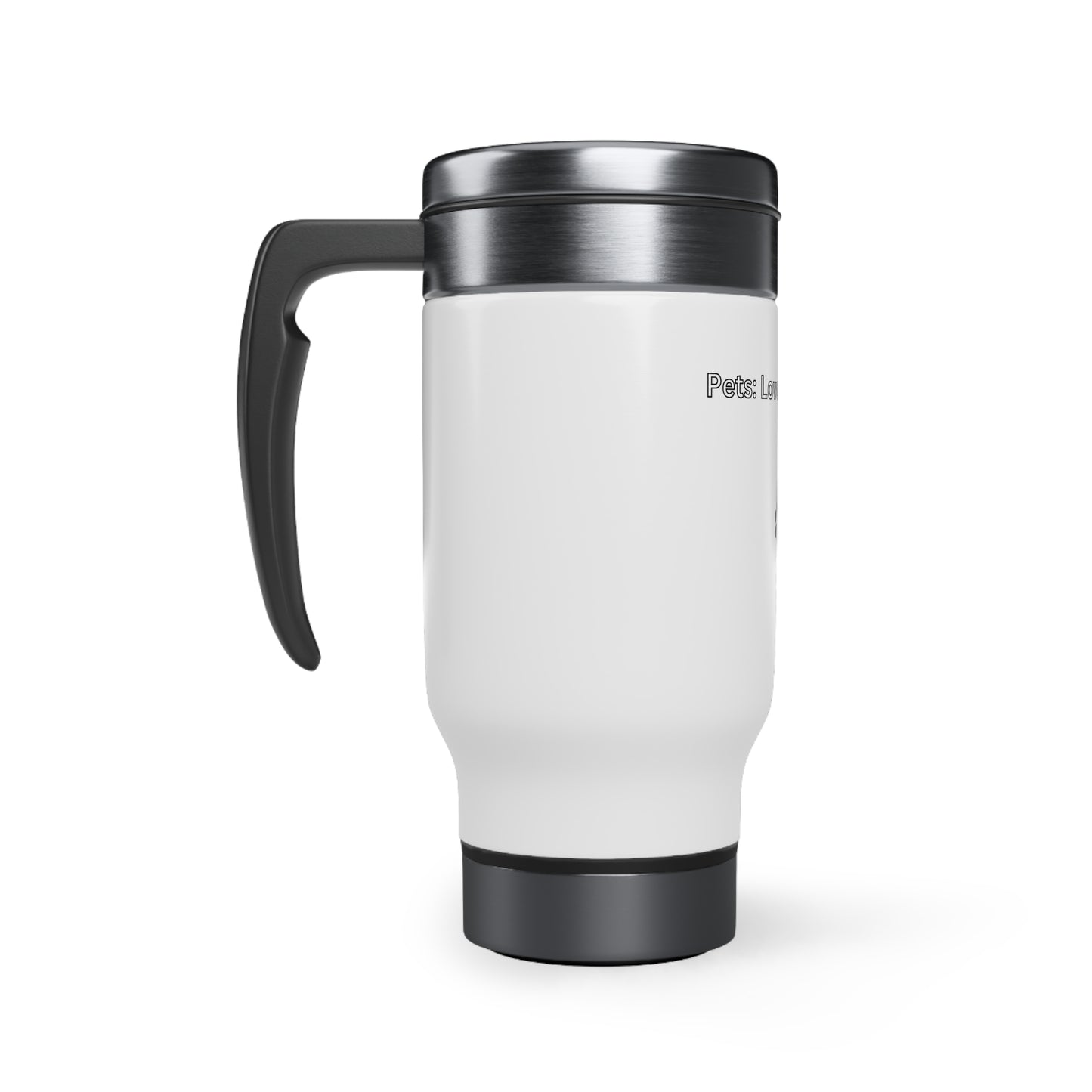 Love at First Woof Stainless Steel Travel Mug with Handle, 14oz