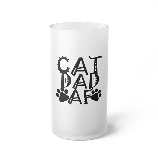 Cat Dad AF Frosted Glass Beer Mug