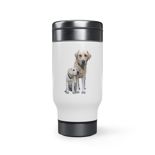 Dog & Pup Stainless Steel Travel Mug with Handle, 14oz