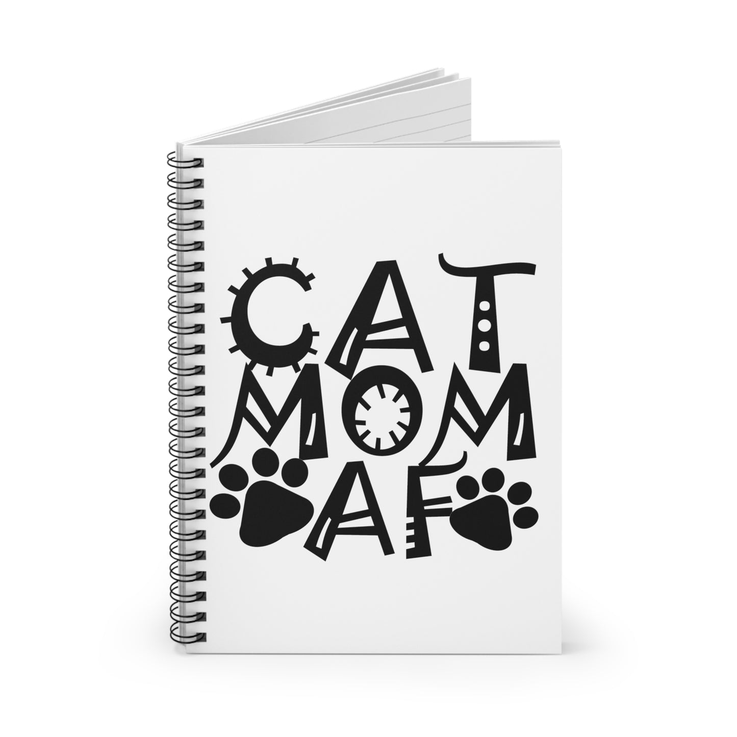 Cat Mom AF Spiral Notebook - Ruled Line