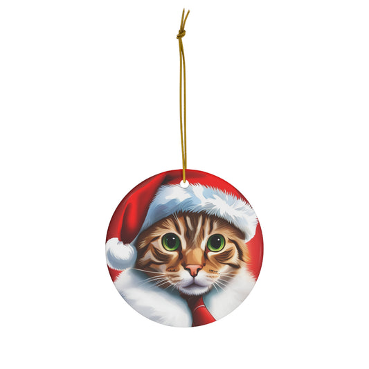 Christmas Cat Ceramic Ornament, 4 Shapes