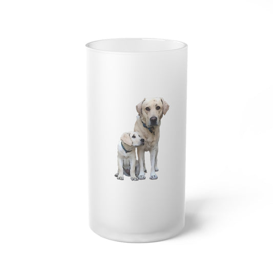Dog & Pup Frosted Glass Beer Mug