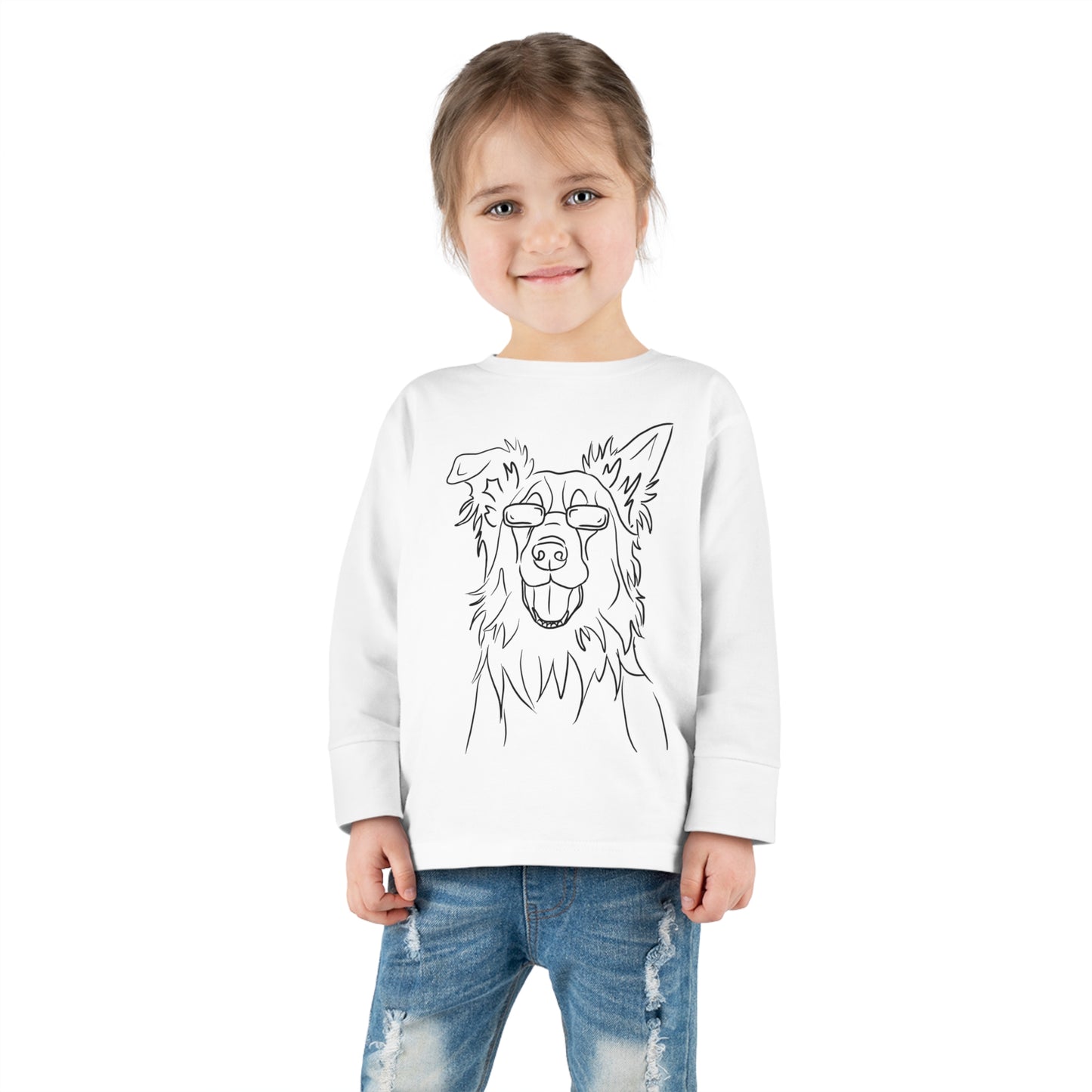 Cool Boarder Collie Toddler Long Sleeve Tee