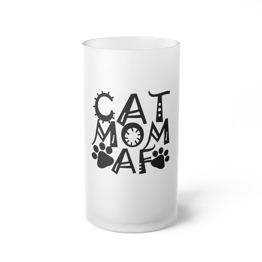 Cat Mom AF Frosted Glass Beer Mug